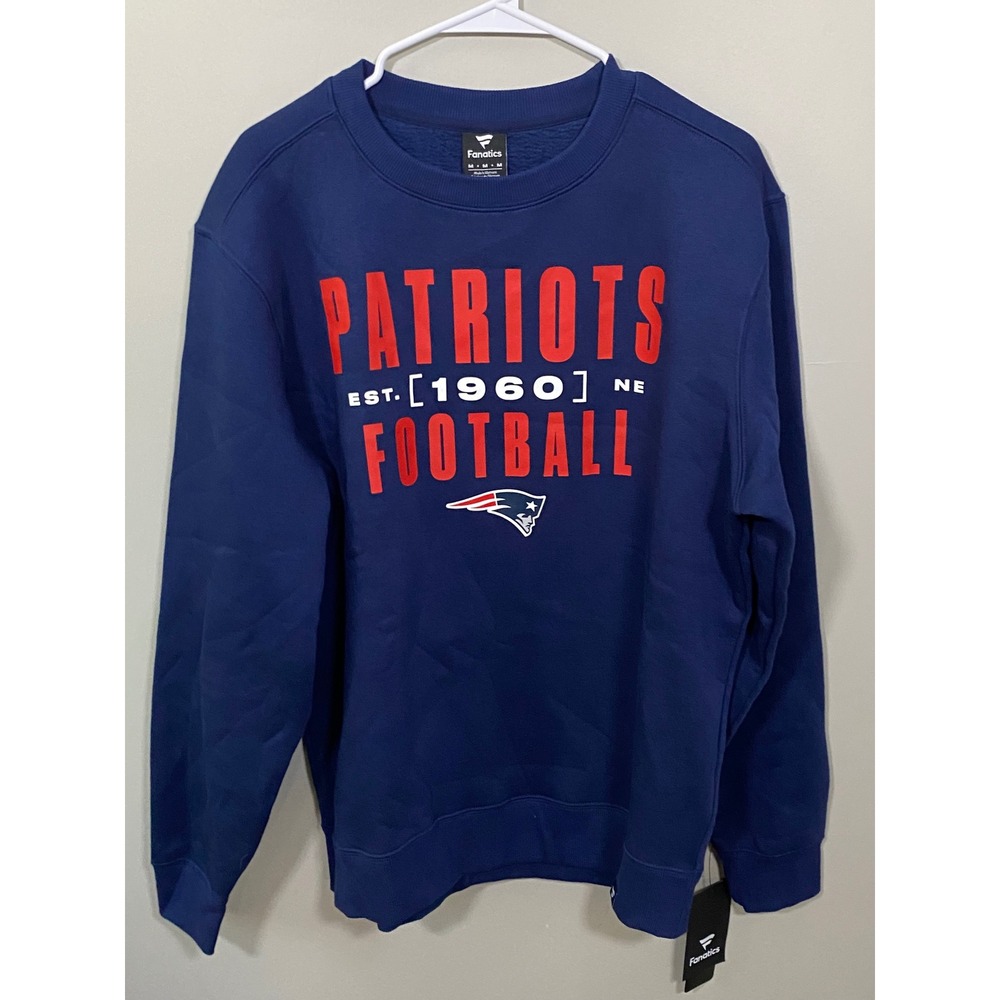 NWT Fanatics New England Patriots Sweatshirt Mens M Navy NFL Football Est 1960